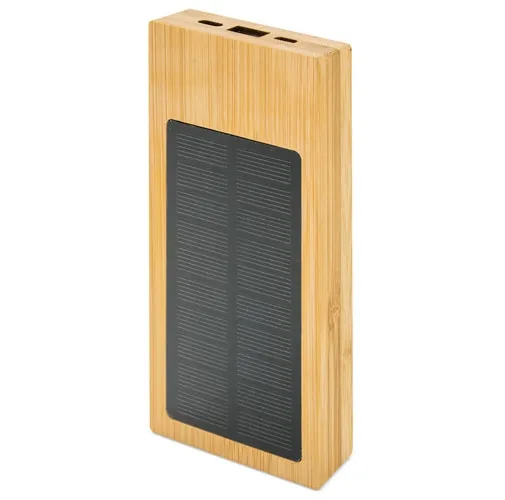 POWER BANK CON CARGADOR SOLAR DE BAMBU NAPLES