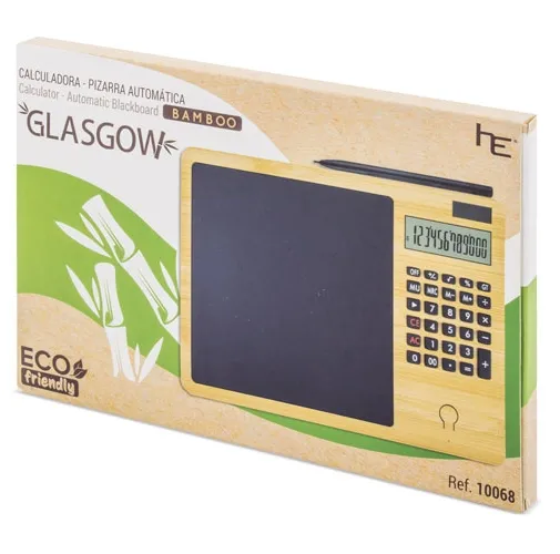 CALCULADORA BAMBU CON PIZARRA AUTOMATICA GLASGOW