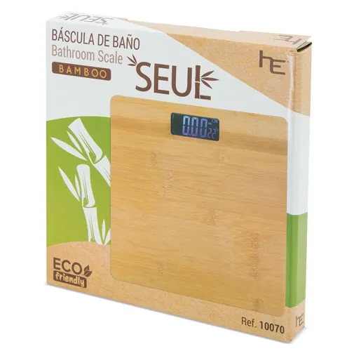 BASCULA DE BAÑO CON TEMPERATURA DE BAMBU SEUL