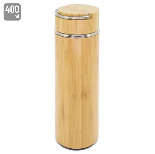 TERMO DOBLE PARED BAMBU/ACERO INOXIDABLE 