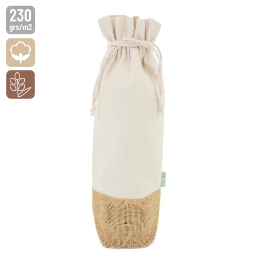 BOLSA VINO DE ALGODON Y JUTE NATURAL 