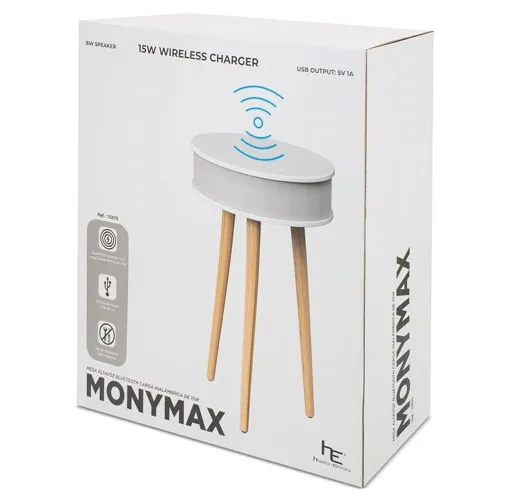 negro MESA ALTAVOZ BLUETOOTH CON CARGA INALÁMBRICA MONYMAX