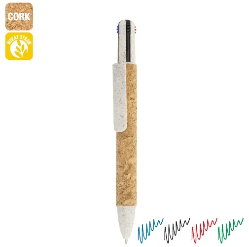 BOLIGRAFO 4 COLORES CORCHO Y FIBRA DE TRIGO 