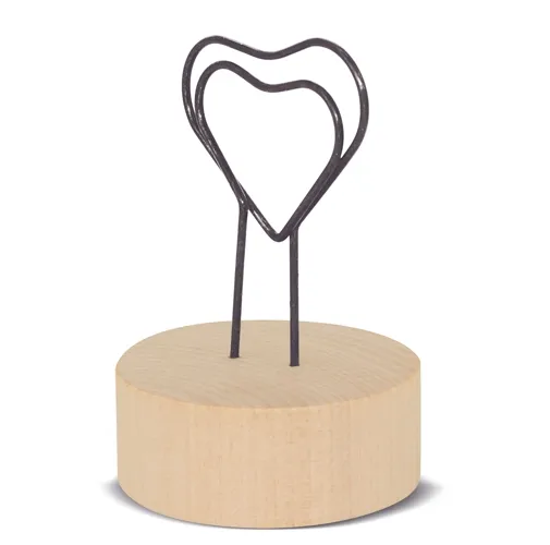 MEMO CLIP CON BASE DE MADERA LOVE U