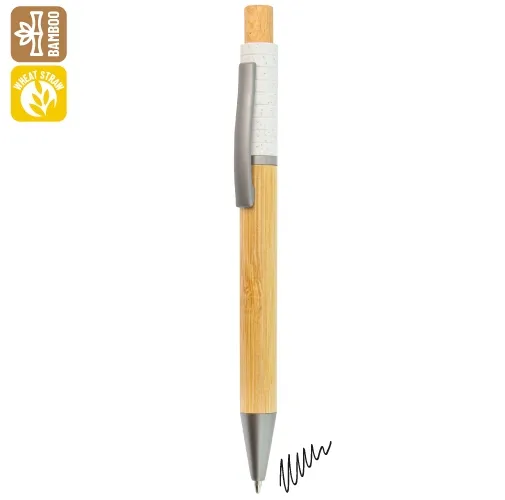 BOLIGAFO BAMBÚ, FIBRA DE TRIGO Y METAL 