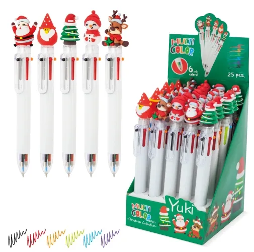 SET NAVIDEÑO BOLIGRAFOS MULTICOLOR YUKI