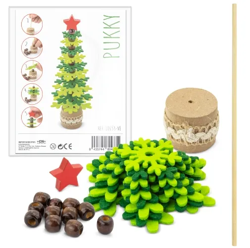 ARBOLITO DE NAVIDAD RPET Y MADERA RECICLADA PUKKY