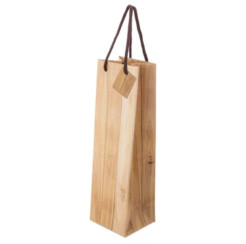 s/c BOLSA PAPEL EFECTO MADERA 1 BOTELLA ABETO