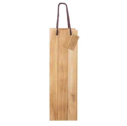 s/c BOLSA PAPEL EFECTO MADERA 1 BOTELLA ABETO