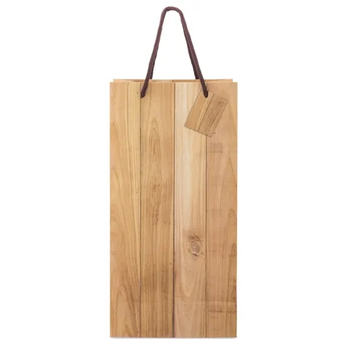 s/c BOLSA PAPEL EFECTO MADERA 2 BOTELLAS ABETO