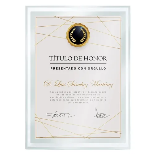 MARCO CRISTAL DIPLOMA A4 BISEL