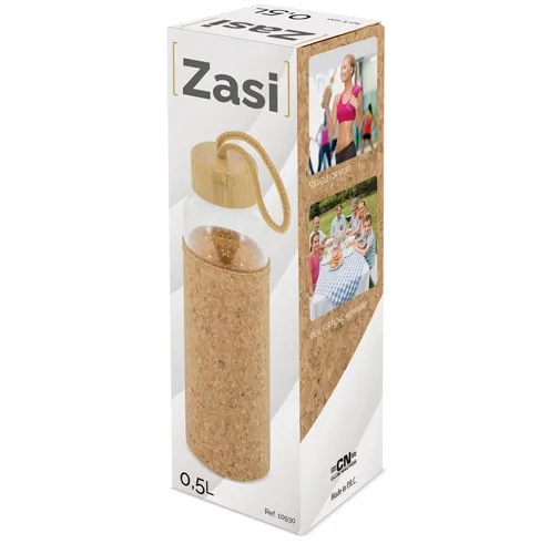 s/c BOTELLA CRISTAL TAPON BAMBU/CORCHO ZASI