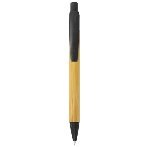 negro BOLIGRAFO DE BAMBU Y FIBRA DE TRIGO TERRY