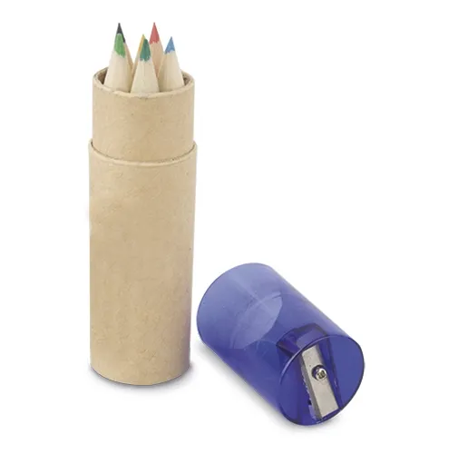 azul CAJA REDONDA 6 COLORES Y SACAPUNTAS DAFFY