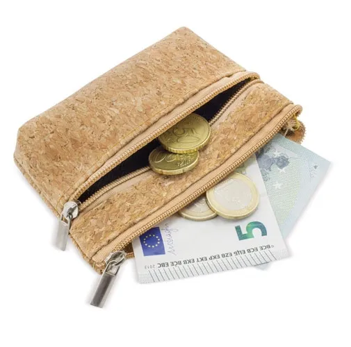 MONEDERO CORCHO DOBLE CREMALLERA NATUR