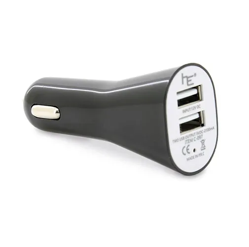 blanco CARGADOR DE COCHE DOBLE USB VERDE