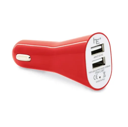 rojo CARGADOR DE COCHE DOBLE USB VERDE