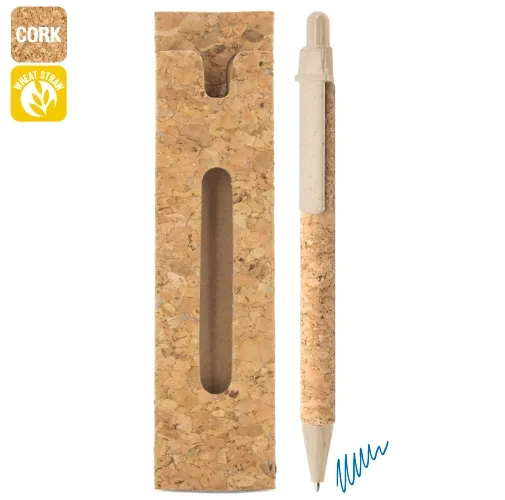BOLIGRAFO CORCHO/FIBRA DE TRIGO CON FUNDA CORCHO