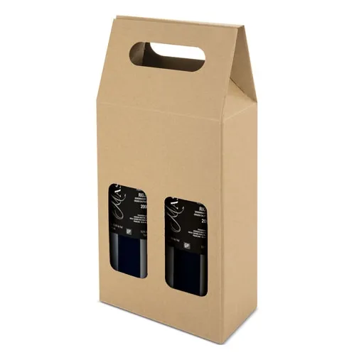 CAJA CARTON VENTANA 2 BOTELLAS TREVISO