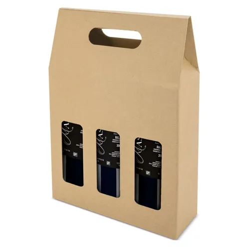 CAJA CARTON VENTANA 3 BOTELLAS TREVISO