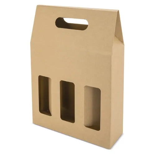 CAJA CARTON VENTANA 3 BOTELLAS 