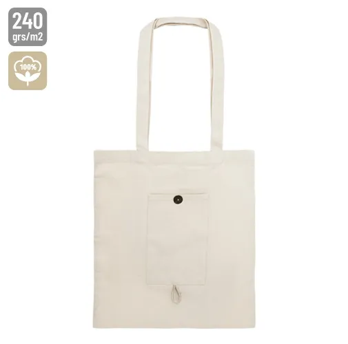 BOLSA DE ALGODON PLEGABLE CON BOLSILLO 