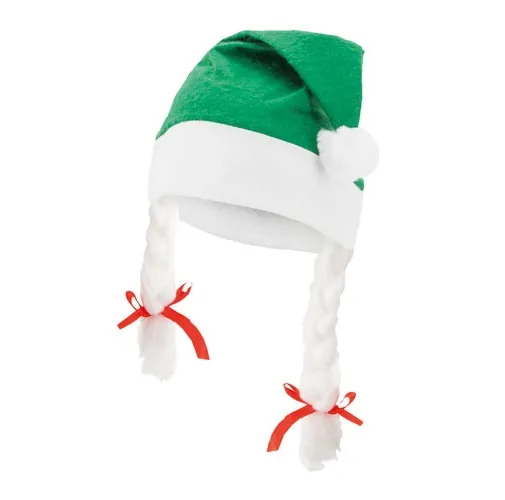 verde GORRO DE NAVIDAD CON TRENZAS