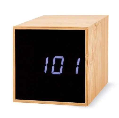 s/c RELOJ DESPERTADOR BAMBU CON ALARMA Y TEMPERATURA