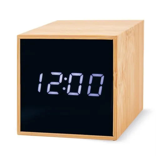 s/c RELOJ DESPERTADOR BAMBU CON ALARMA Y TEMPERATURA