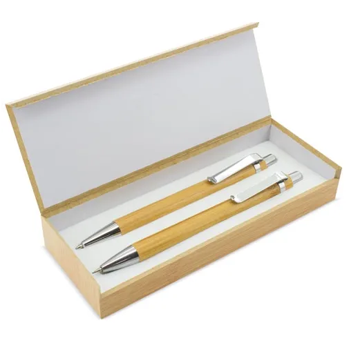 SET BOLIGRAFO Y PORTAMINAS BAMBÚ 