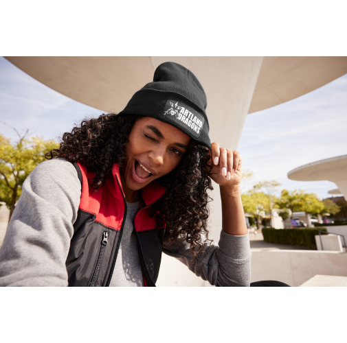 Knitted Beanie with Patch (10cm x 5cm)