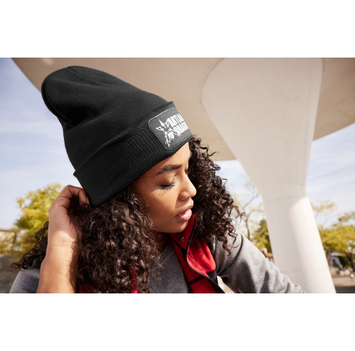 Knitted Beanie with Patch (10cm x 5cm)