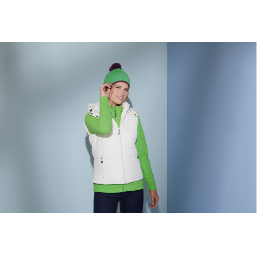 Pompon Hat with Contrast Stripe