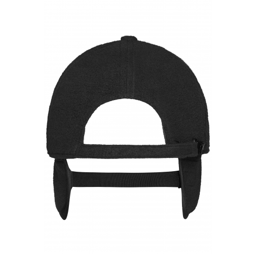 black 6 Panel Fleece Cap with Earflaps
