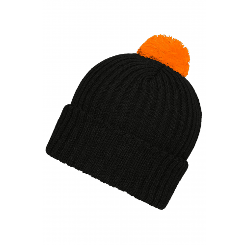Knitted Cap with Pompon