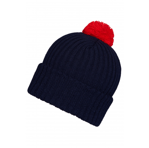 Knitted Cap with Pompon