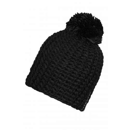 Unicoloured Crocheted Cap with Pompon