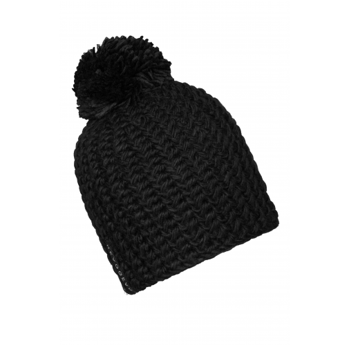 Unicoloured Crocheted Cap with Pompon