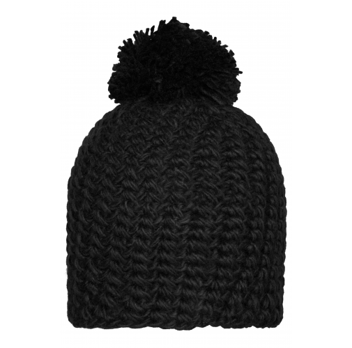 Unicoloured Crocheted Cap with Pompon