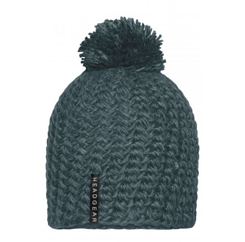 Unicoloured Crocheted Cap with Pompon