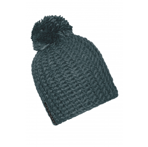 Unicoloured Crocheted Cap with Pompon