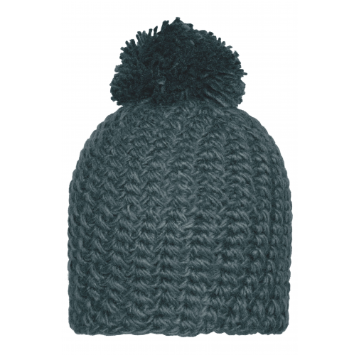 Unicoloured Crocheted Cap with Pompon