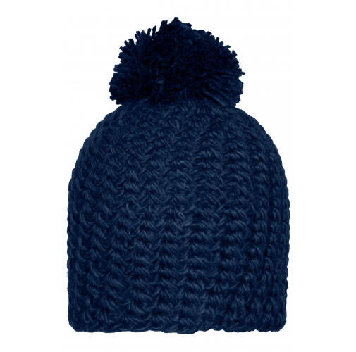 Unicoloured Crocheted Cap with Pompon