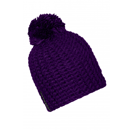 Unicoloured Crocheted Cap with Pompon