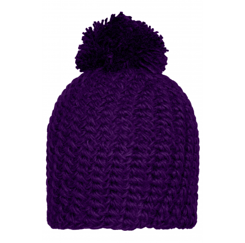 Unicoloured Crocheted Cap with Pompon