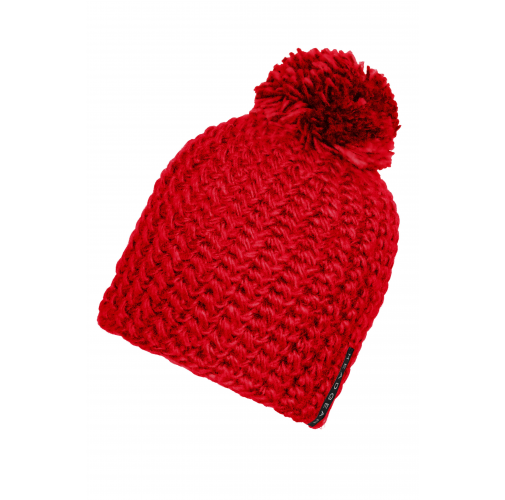 Unicoloured Crocheted Cap with Pompon