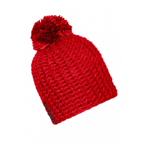 Unicoloured Crocheted Cap with Pompon