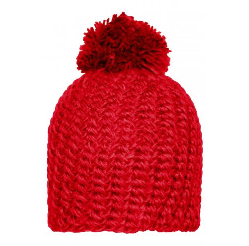 Unicoloured Crocheted Cap with Pompon