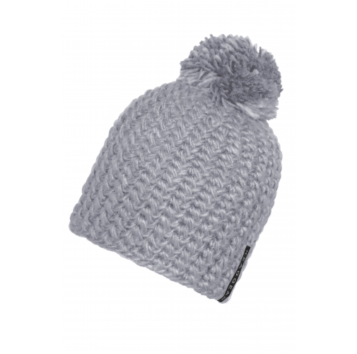 Unicoloured Crocheted Cap with Pompon