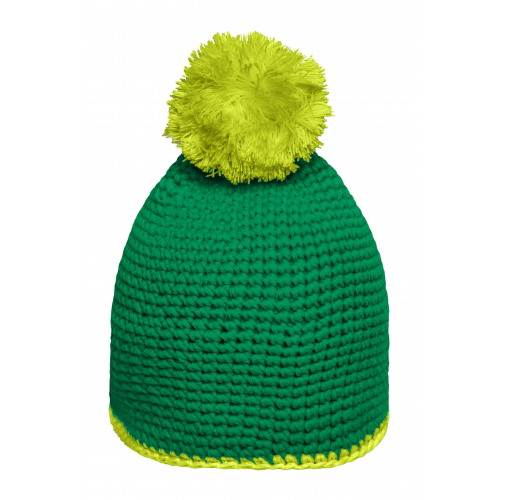 Pompon Hat with Contrast Stripe